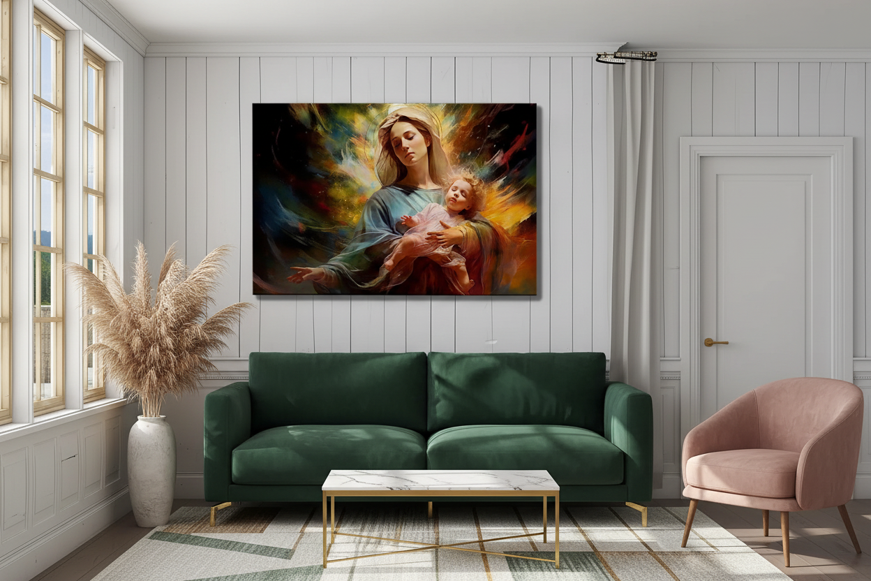 Virgin Mary Glass Wall Art