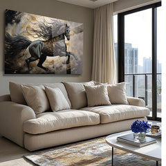 Black Horse Glass Wall Art