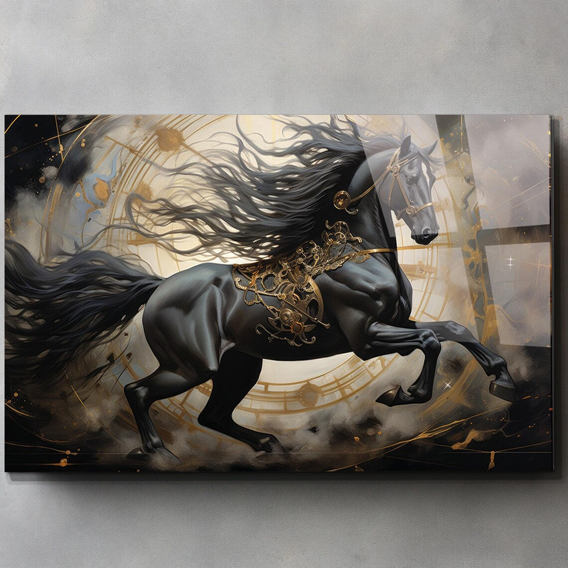 Black Horse Glass Wall Art