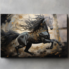 Black Horse Glass Wall Art