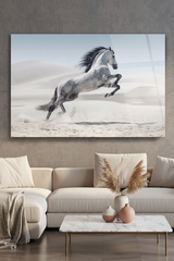 White Horse Glass Wall Art