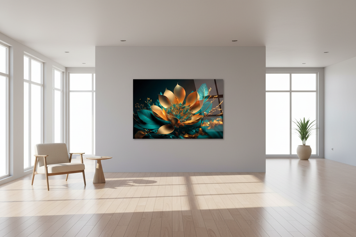 Abstract Flower Glass Wall Art