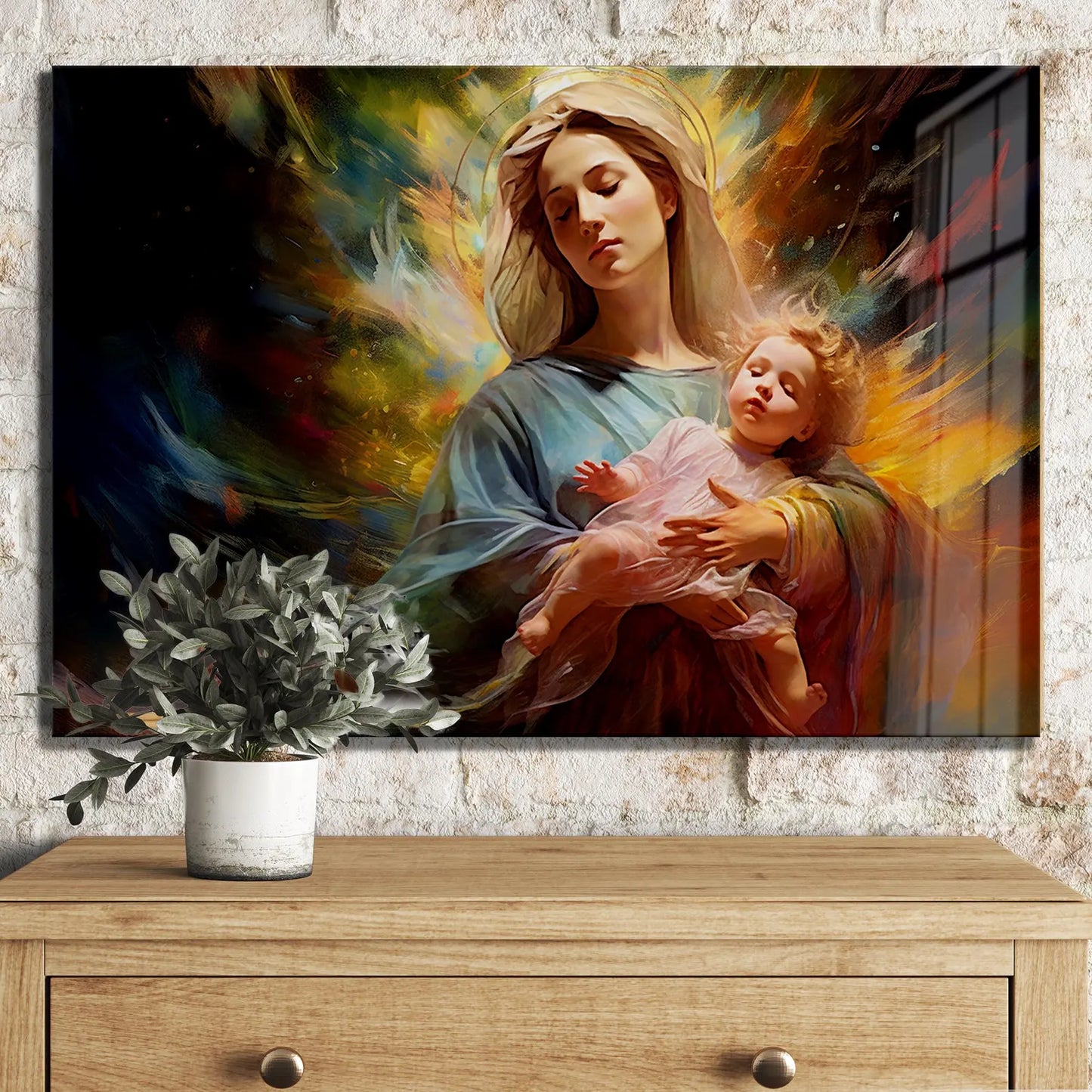 Virgin Mary Glass Wall Art