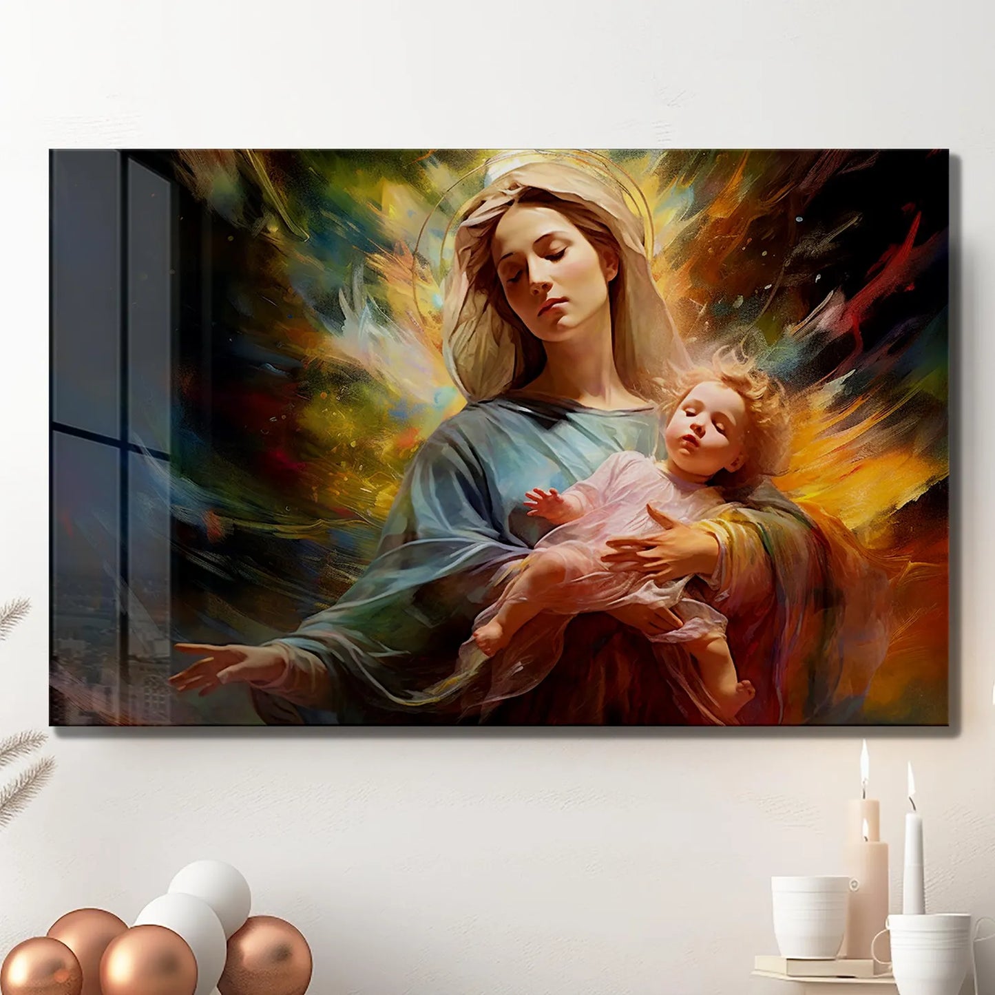 Virgin Mary Glass Wall Art