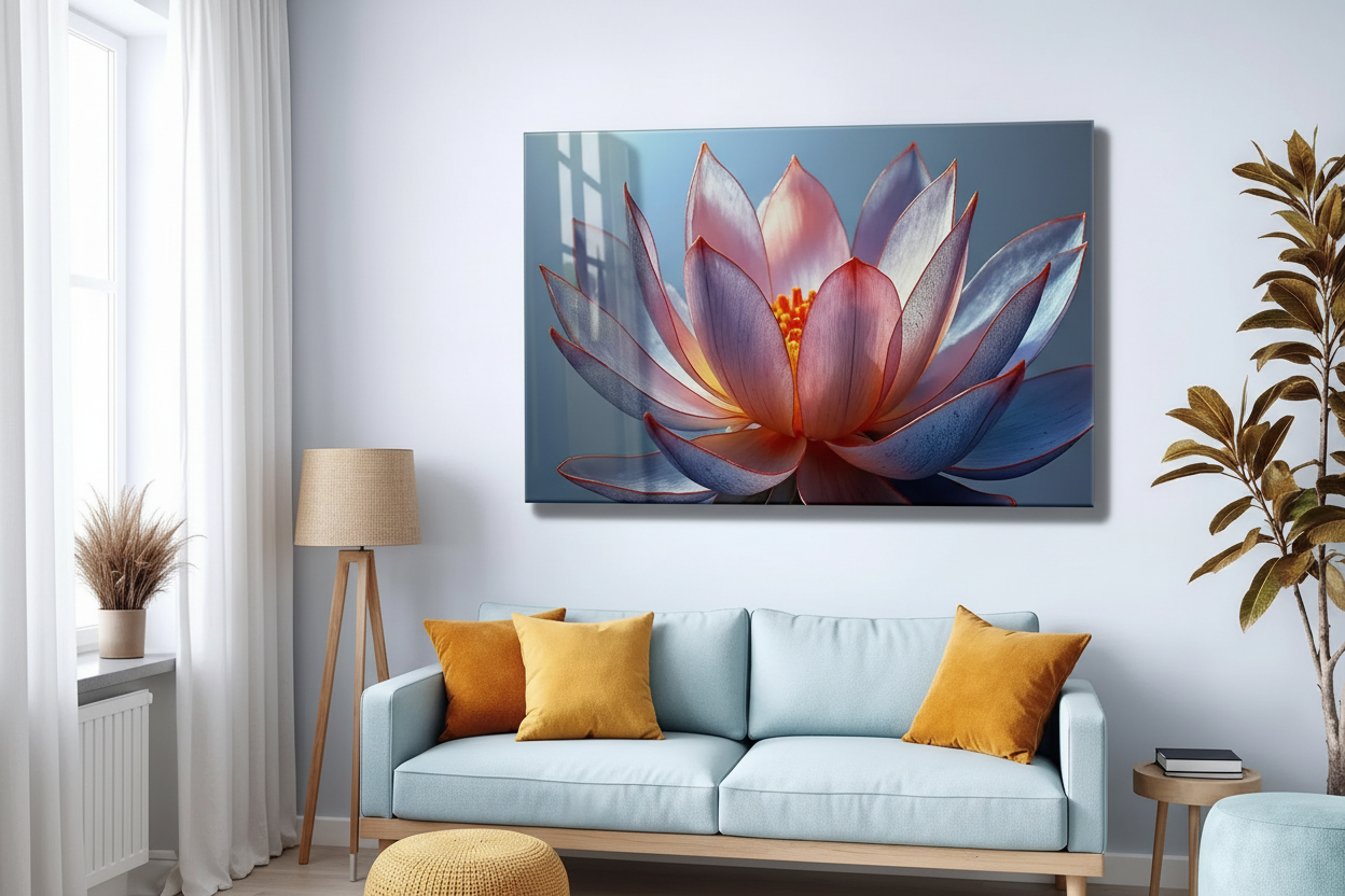 Lotus Flower Glass Wall Art