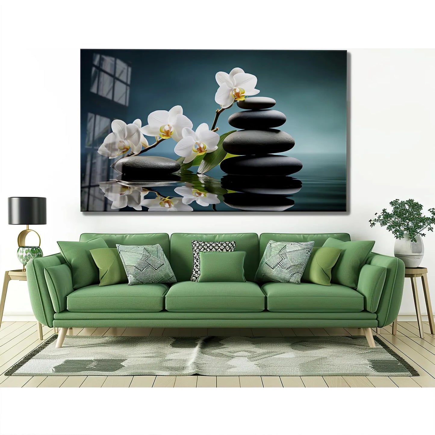 White Orchids Glass Wall Art