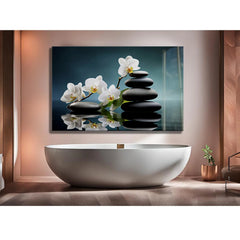 White Orchids Glass Wall Art