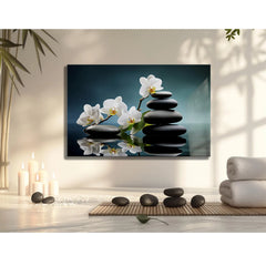 White Orchids Glass Wall Art