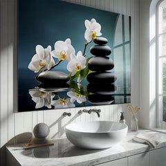White Orchids Glass Wall Art