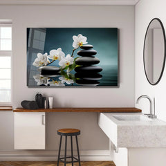 White Orchids Glass Wall Art