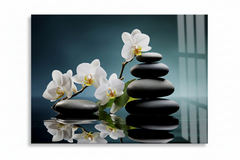 White Orchids Glass Wall Art