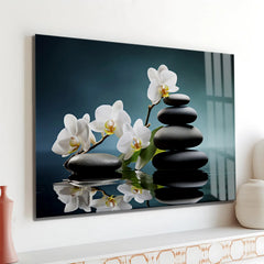 White Orchids Glass Wall Art