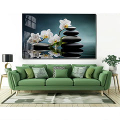 White Orchids Glass Wall Art