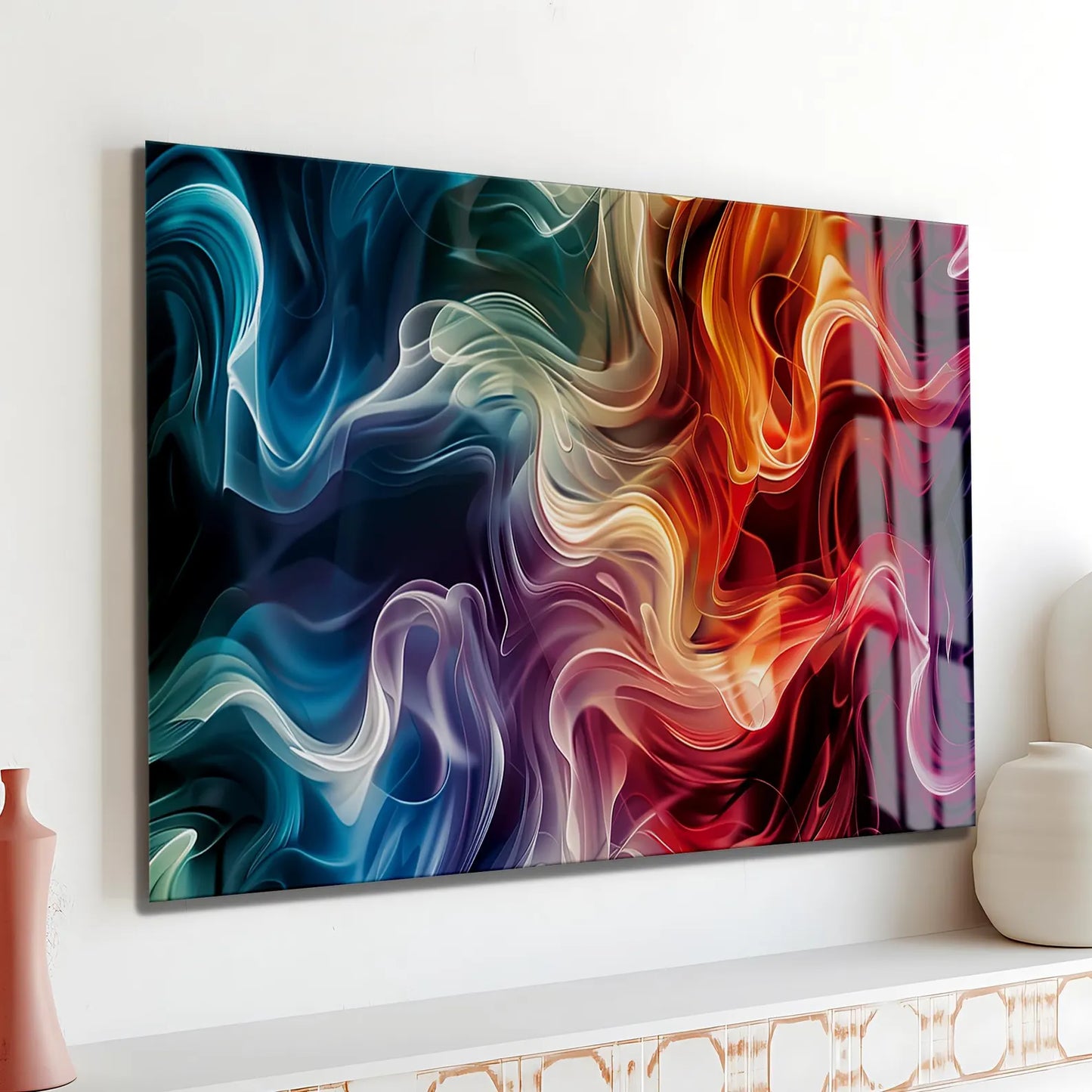 Abstract Fractal Glass Wall Art