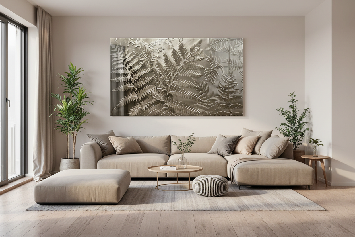 Leafy Plant Glass Wall Art