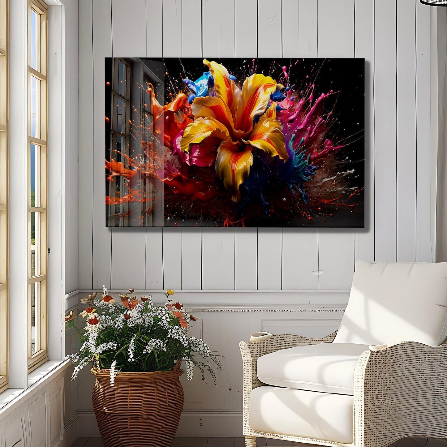 Colorful Flower Glass Wall Art