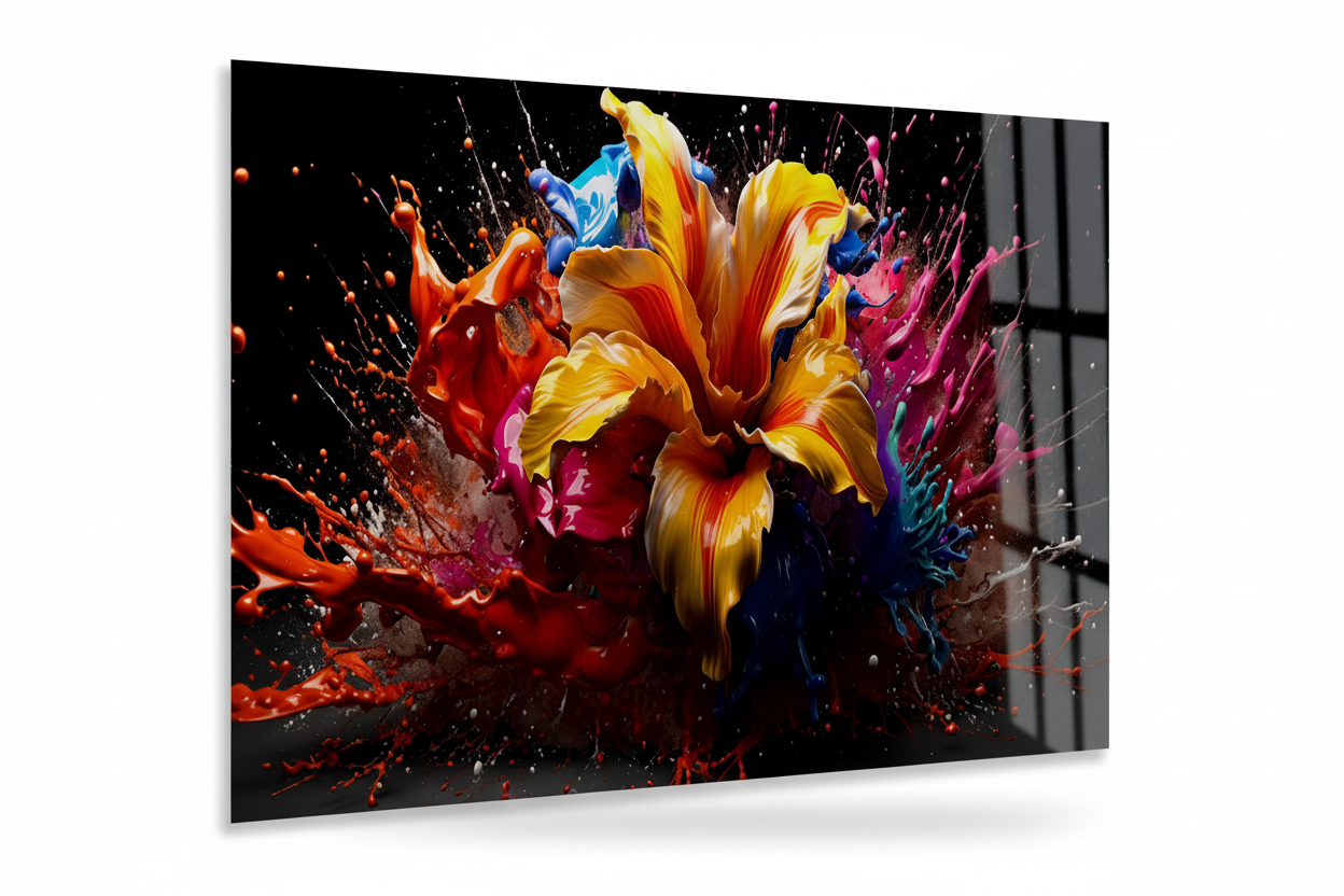 Colorful Flower Glass Wall Art