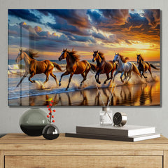 Running Horses Glass Wall Art