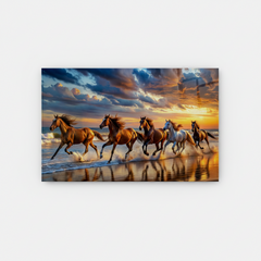 Running Horses Glass Wall Art