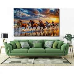 Running Horses Glass Wall Art