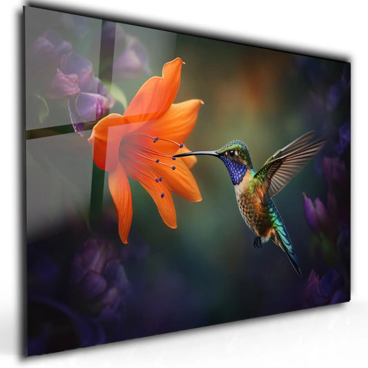 Hummingbird Glass Wall Art