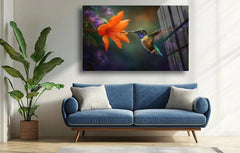 Hummingbird Glass Wall Art