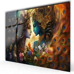Radha and Krishna Glass Wall Art