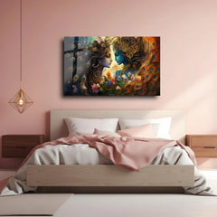 Radha and Krishna Glass Wall Art