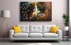 Radha and Krishna Glass Wall Art