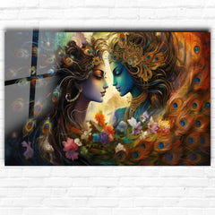 Radha and Krishna Glass Wall Art