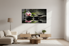 Zen Orchid and Stones Glass Wall Art