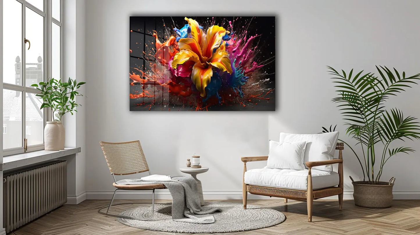 Colorful Flower Glass Wall Art