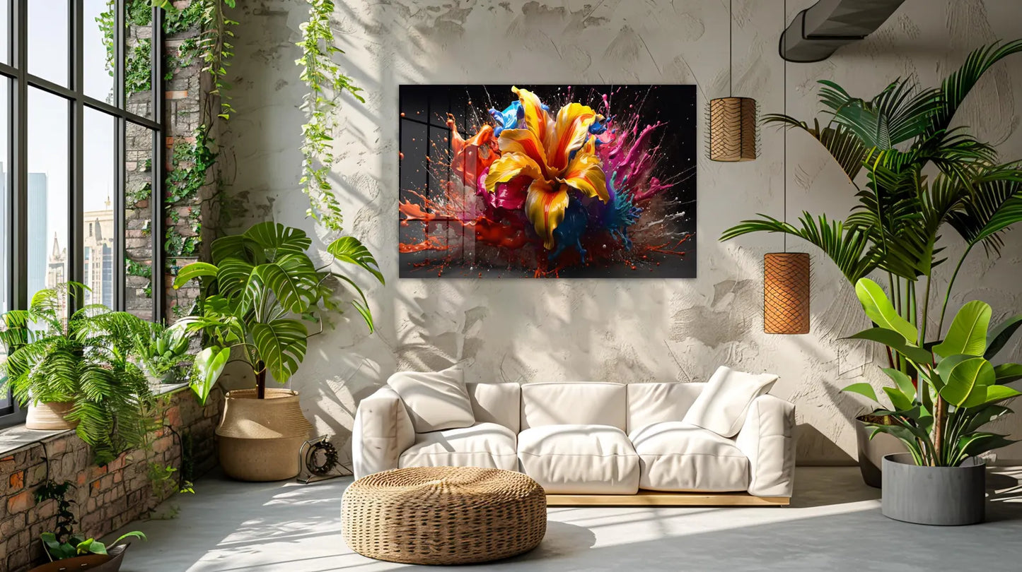 Colorful Flower Glass Wall Art